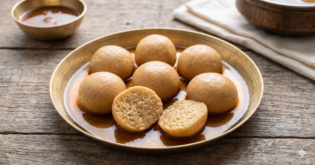 Nolen Gurer Rosogolla (Date Palm Jaggery Rasgulla)